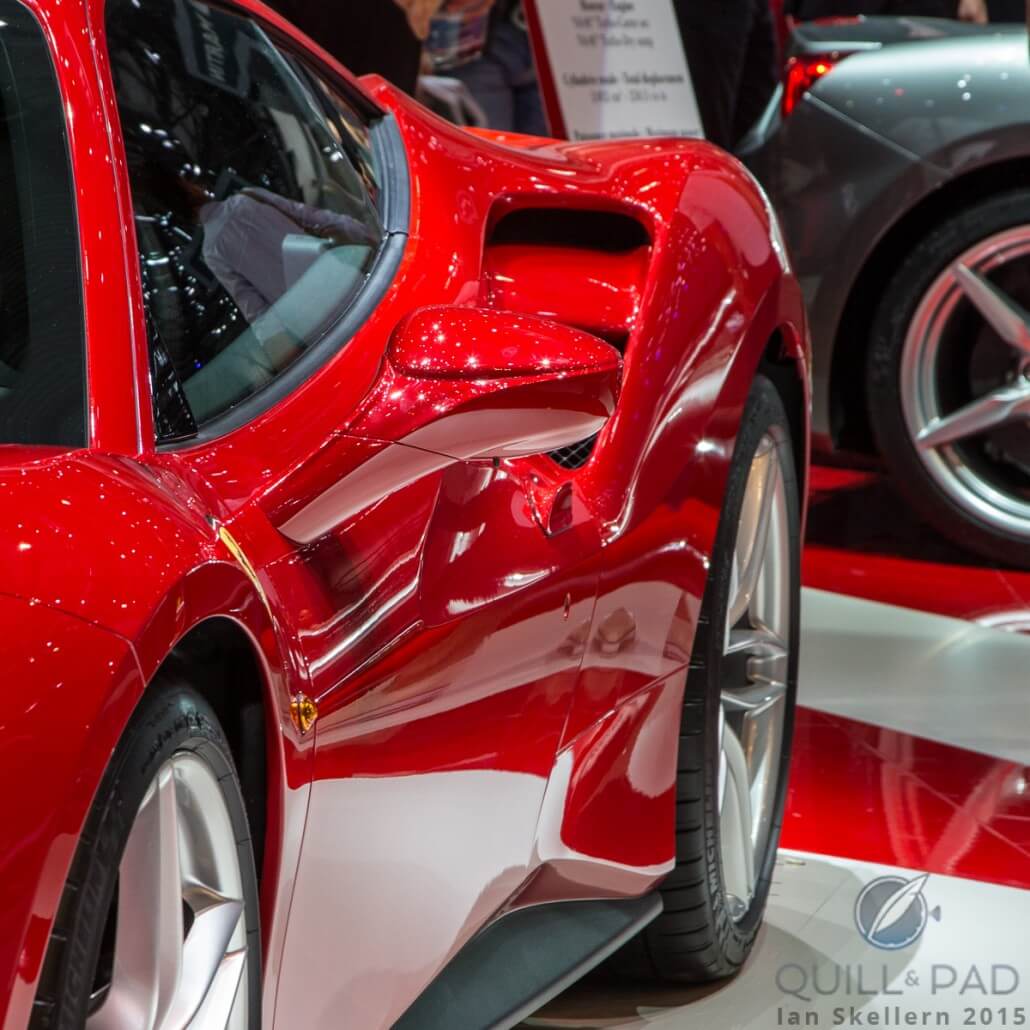 The powerful flank of the Ferrari 488 GTB