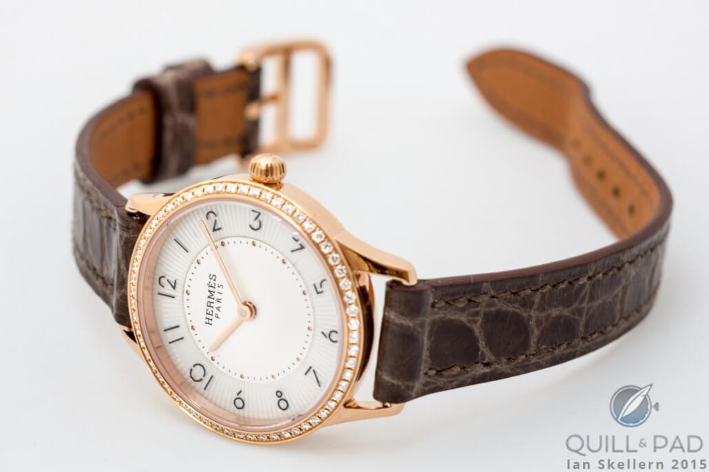 Slim d’Hermès 25 mm in red gold with diamond-set bezel