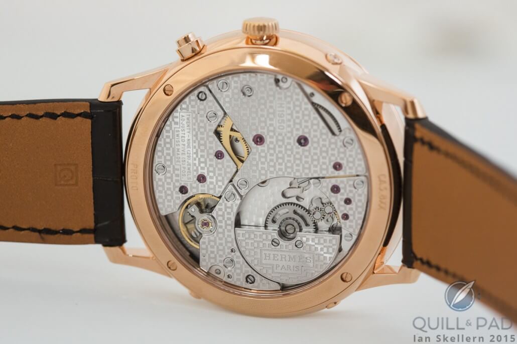 View through the display back of the Slim d’Hermès Perpetual Calendar