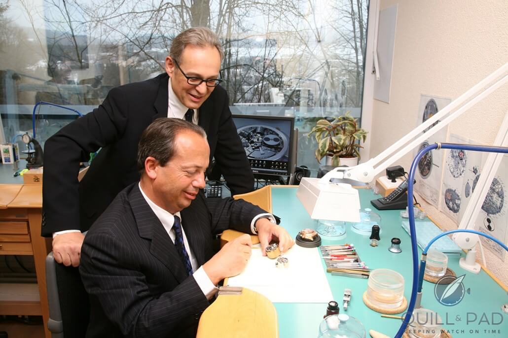 Jean Dunand co-founders Thierry Oulevey (standing) and Christophe Claret
