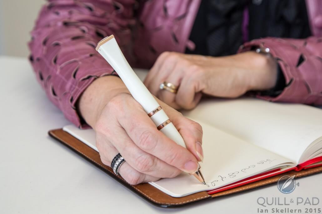 The Jaquet Droz pen is perfectly balanced in the hand and writes smoothly