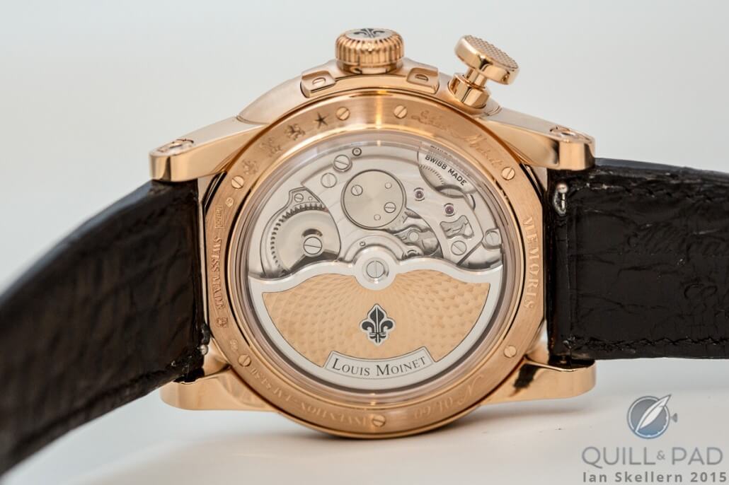 View of the beautiful guilloche on the rotor through the transparent case back