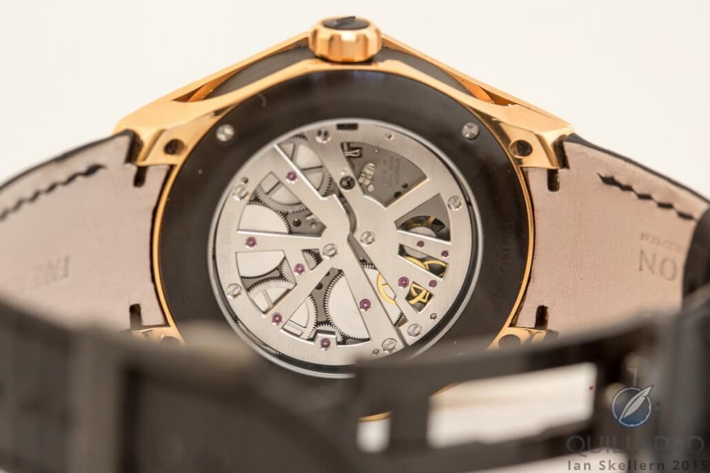 Through the display back of the Revelation R01 Double Complication Tourbillon
