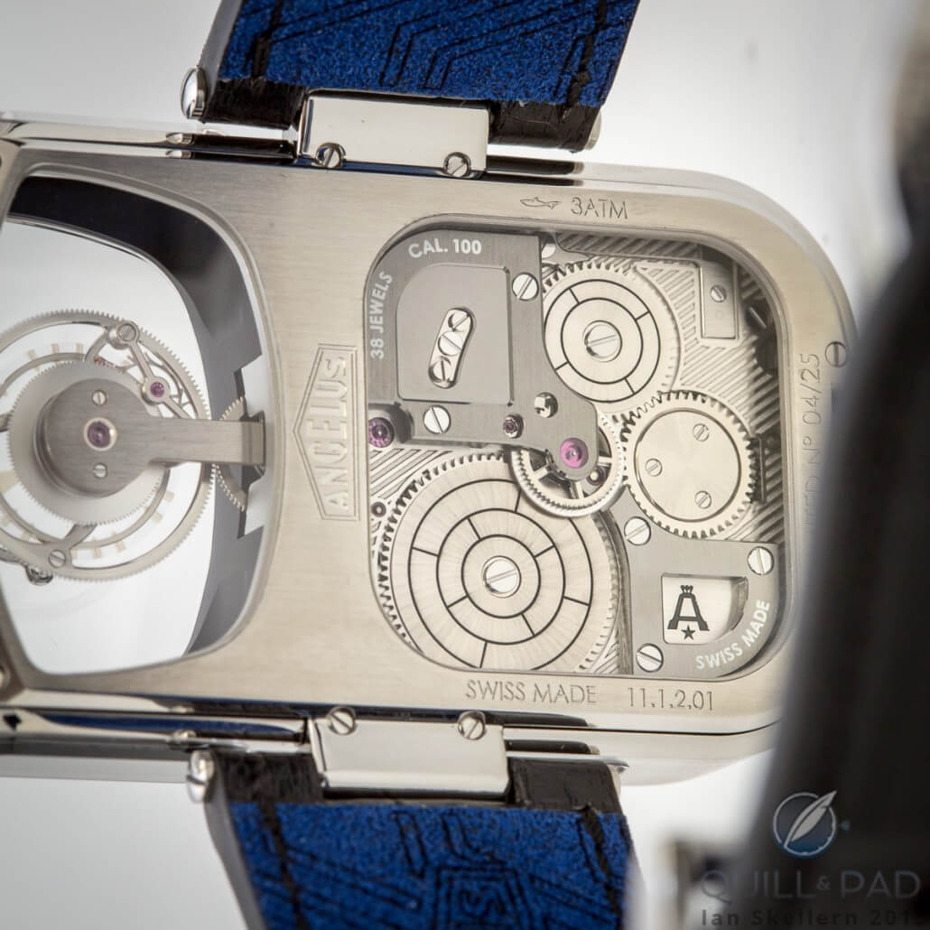 Back view of the Angelus U10 Tourbillon Lumière