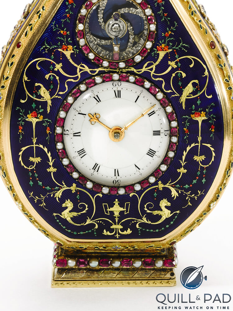 Clock on the scent flask with singing bird by Pierre Jaquet-Droz circa 1785