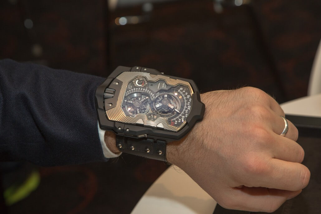 Urwerk UR-1001 Titan: if a wristwatch came any bigger, it would come with an exo-sketeton suit instead of a strap (or two straps in the case of the Titan)