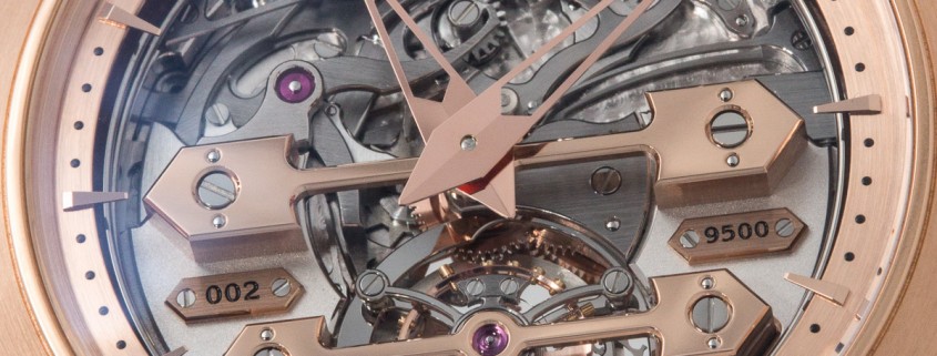 Girard-Perregaux Minute Repeater Tourbillon with Gold Bridges. You can see the two hammers at 11 o'clock and 1 o'clock