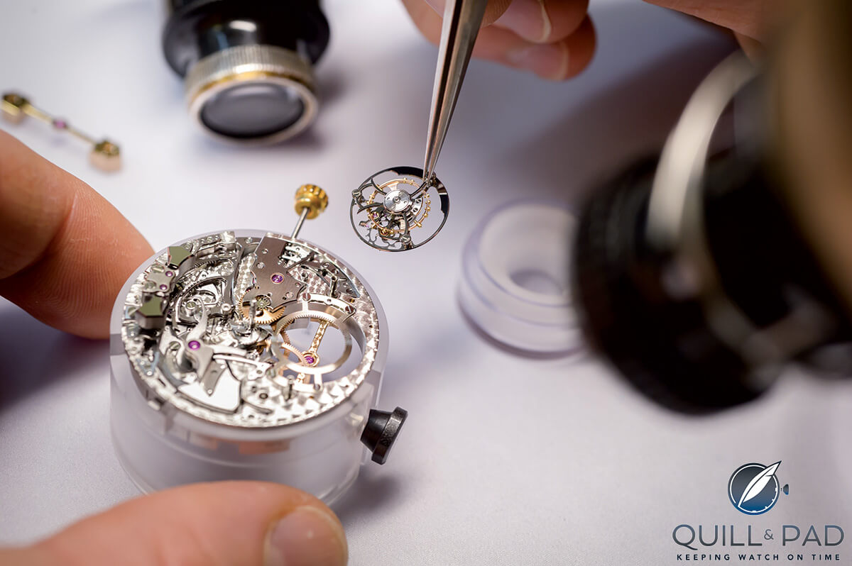 Adding the tourbillon escapement to a Girard-Perregaux Minute Repeater Tourbillon with Gold Bridges