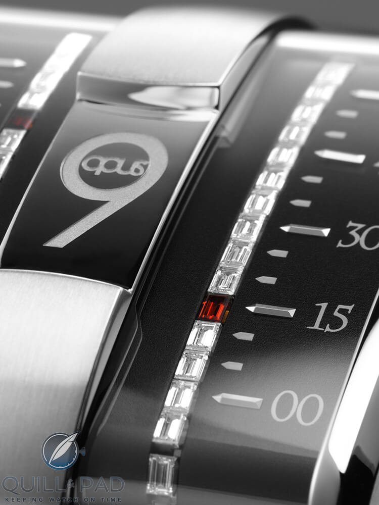 The precious chain displaying the minutes on the Harry Winston Opus 9