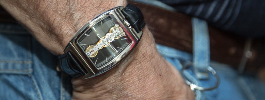 Corum Gold Bridge on the wrist of Vincent Calabrese