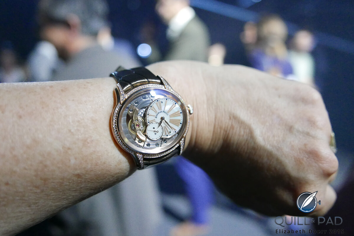 Appropriately dressed with an Audemars Piguet Ladies Millenary at the opening of the