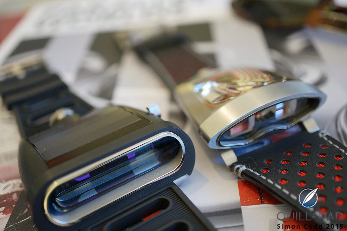 MB&F's HM5 (left) and HMX side by side