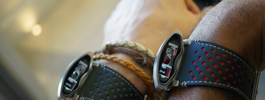 HMX Black (left) and HMX Red on the wrist