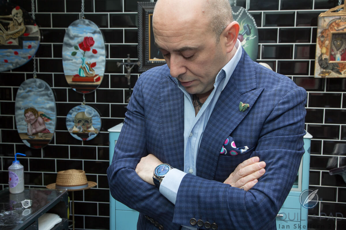 Mo Coppoletta wearing his De Bethune DB25L Starry Sky