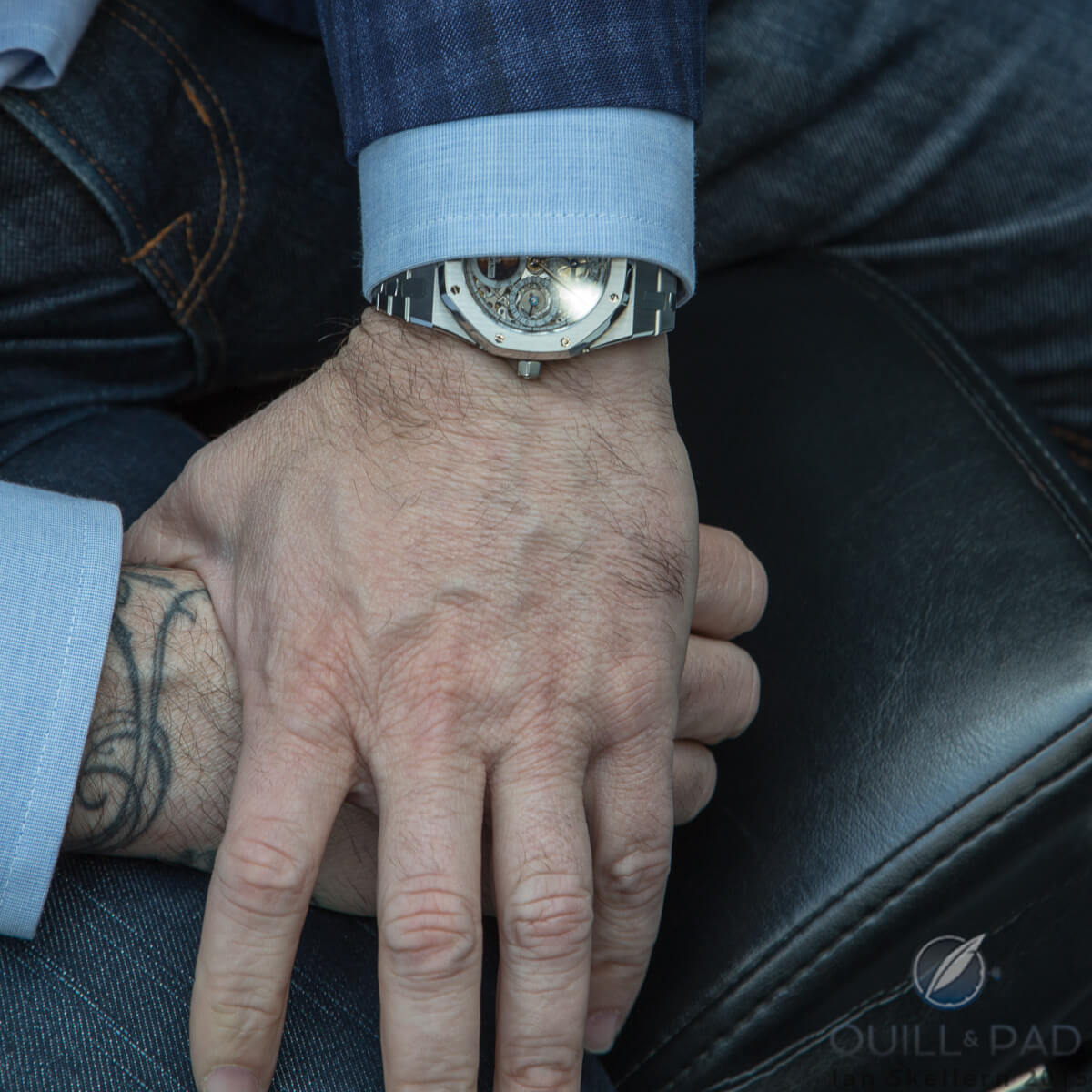 Mo Coppoletta wearing his Royal Oak Perpetual Calendar Skeleton