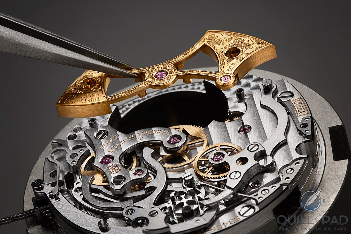 Adding the tourbillon bridge engraved in fleurisanne style to Caliber 3200 of the Vacheron Constantin Harmony Tourbillon Chronograph