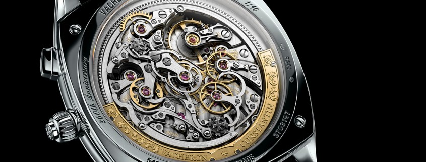 The caliber 3500 movement visible through the display back of the Vacheron Constantin Harmony Ultra-Thin Grande Complication Chronograph