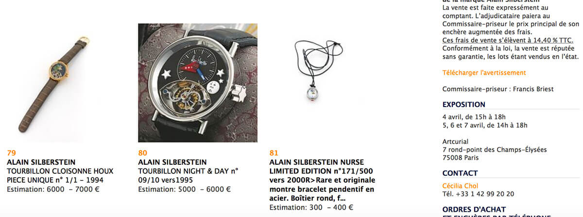 Artcurial auctioning Alain Silberstein's watches