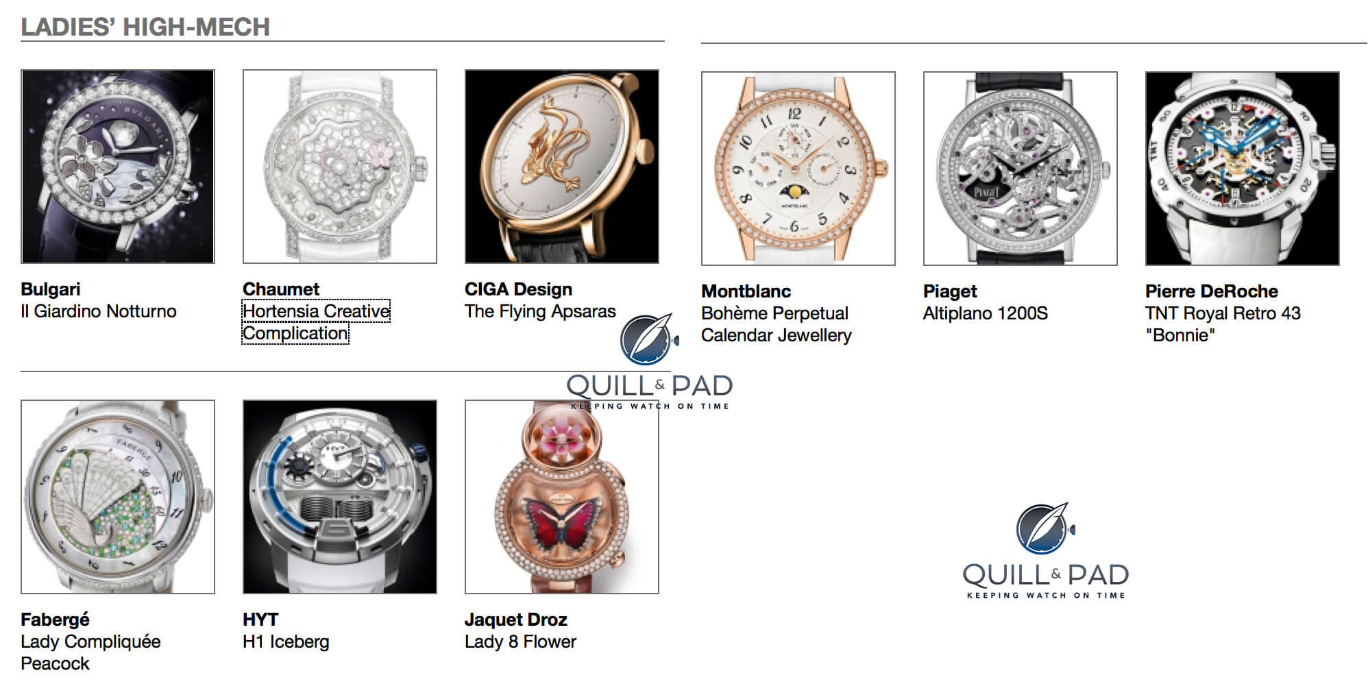 Ladies High-Mech watches entered in the 2015 Grand Prix d’Horlogerie de Genève