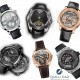 Striking watches pre-selected for the 2015 GPHG. Clockwise from top left: A. Lange & Söhne Zeitwerk Minute Repeater, Akrivia Tourbillon Chiming Jump Hour, Girard-Perregaux Minute Repeater Tourbillon with Gold Bridges, Hublot Big Bang Alarm Repeater, Franc Vila Inaccessible Tourbillon Minute Repeater and Christophe Claret Allegro