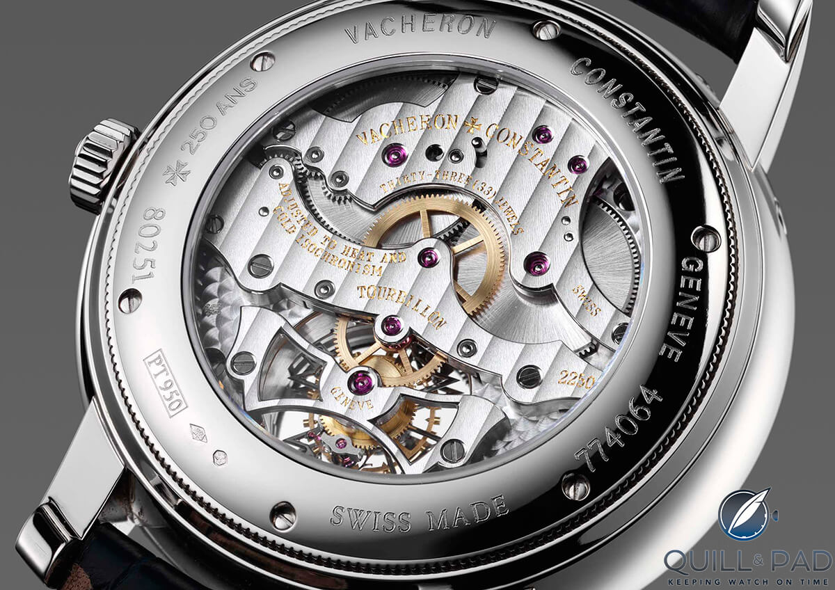 View through the display back of the Vacheron Constantin Saint-Gervais