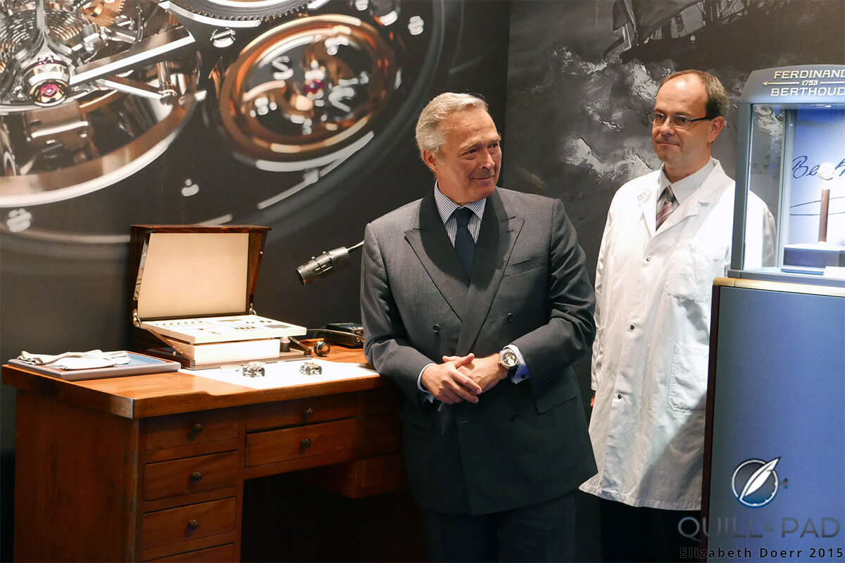 Karl-Friedrich Scheufele and Ferdinand Berthoud's head watchmaker Jean-Marc Beyerd