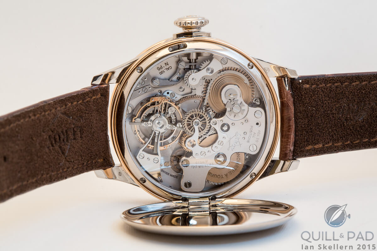 The sensational view through the display back of the Leroy Chronomètre à Tourbillon