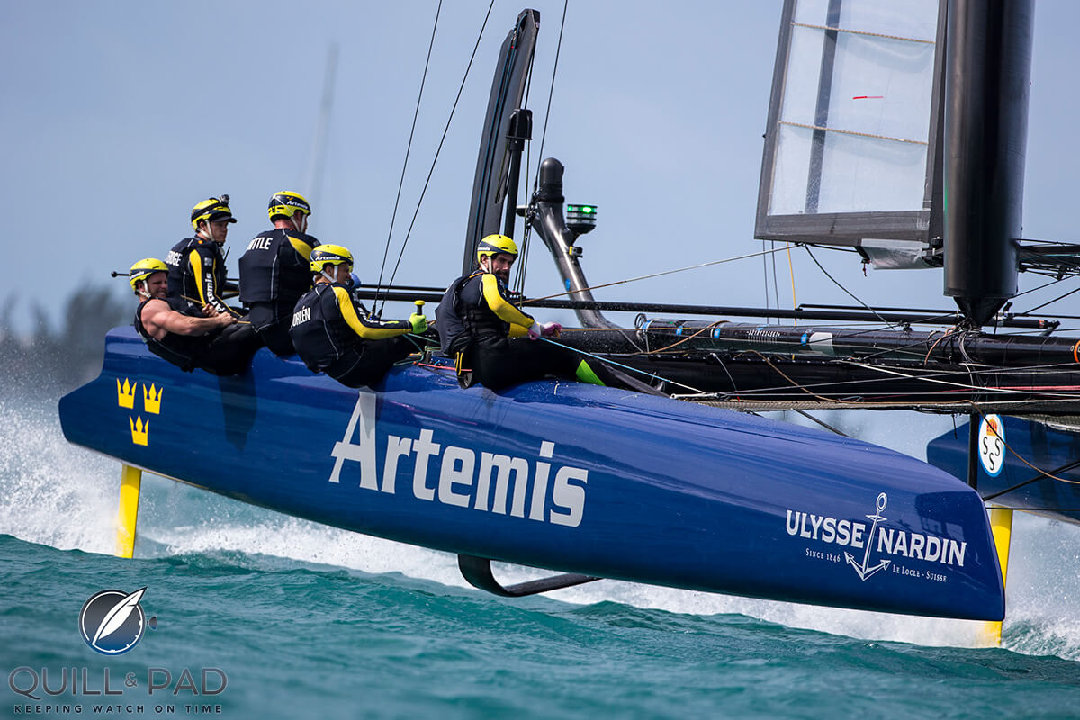 The Artemis Racing America's Cup sailing team, which is sponsored by Ulysse Nardin, training in Bermuda