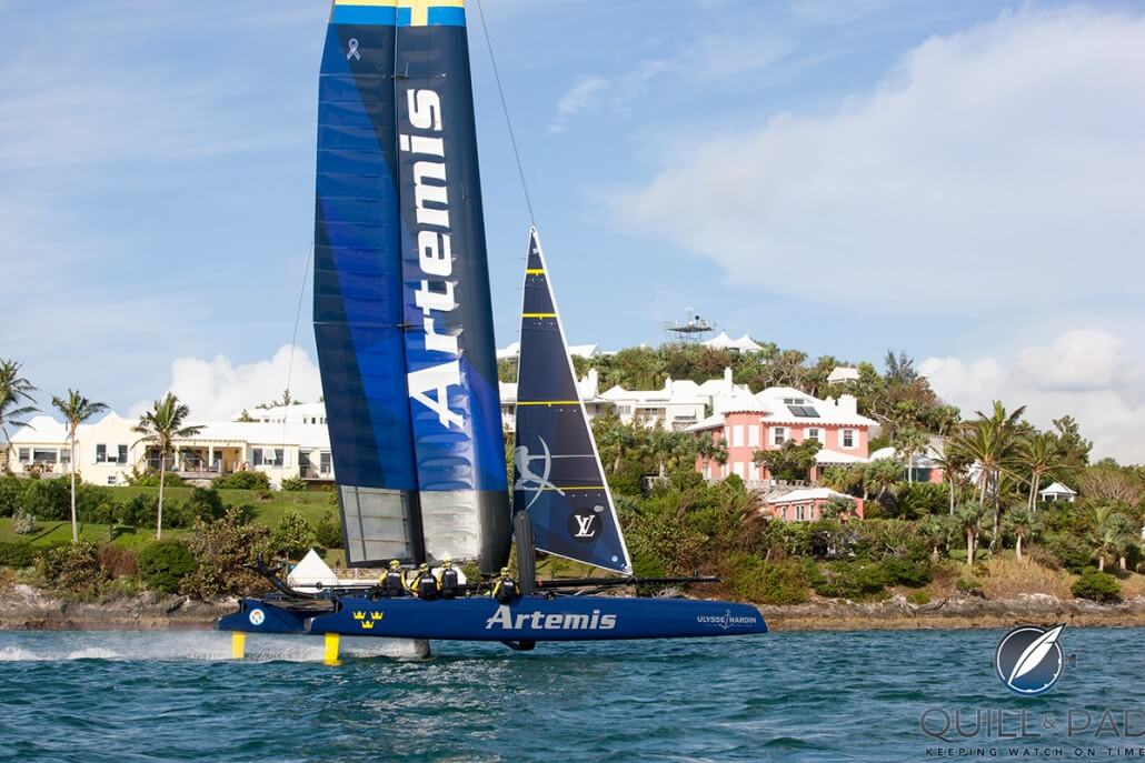 The Artemis Racing America's Cup sailing team, which is sponsored by Ulysse Nardin, training in Bermuda (courtesy Sander van der Borch / Artemis Racing Photos)