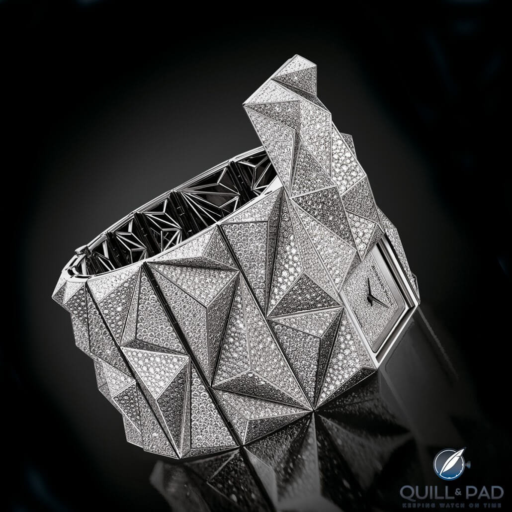 Audemars Piguet Diamond Punk open, revealing the time