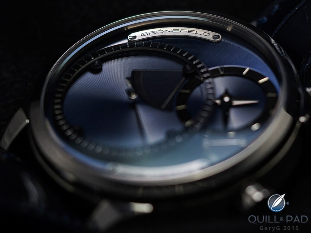 Dial detail of the Grönefeld One Hertz