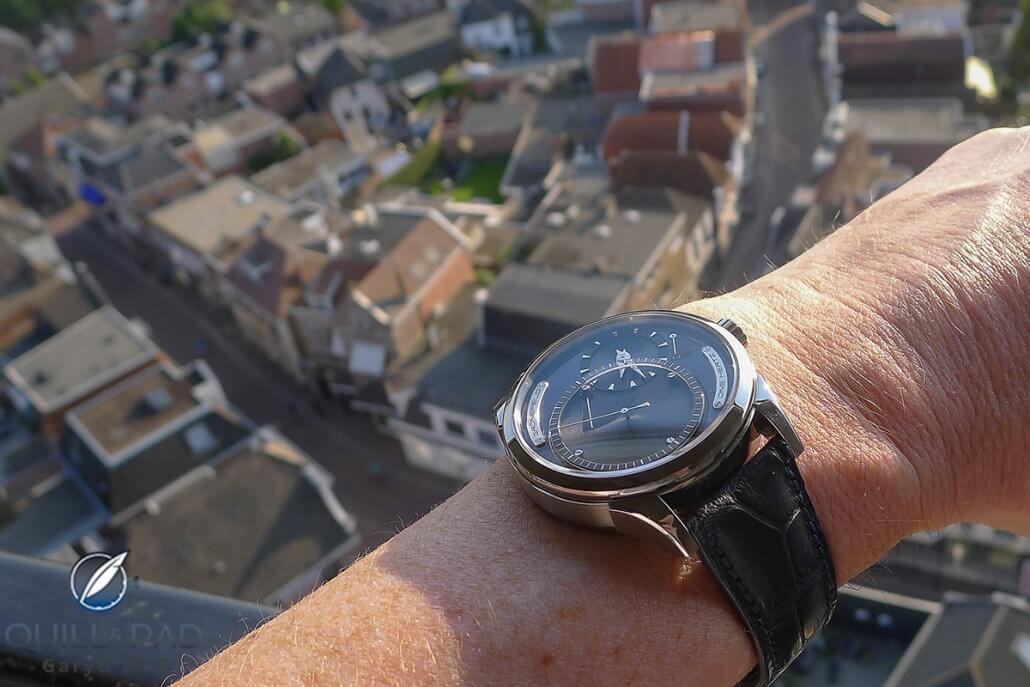 Above Oldenzaal: the Grönefeld One Hertz with the Grönefelds’ workshop in the background