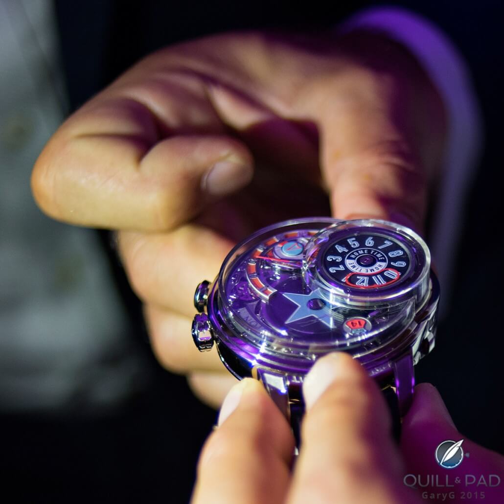The star logo on the Harry Winston Opus 14, partially deployed
