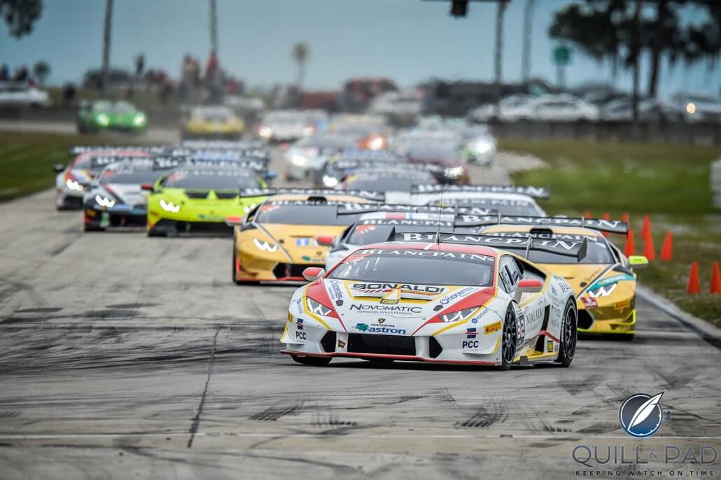 Racing at the Blancpain Lamborghini Super Trofeo World Finals at Sebring Motor Speedway