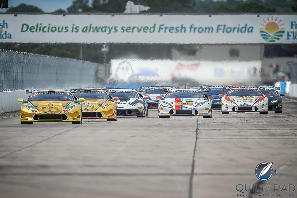 The start of the Blancpain Lamborghini Super Trofeo World Finals at Sebring Motor Speedway