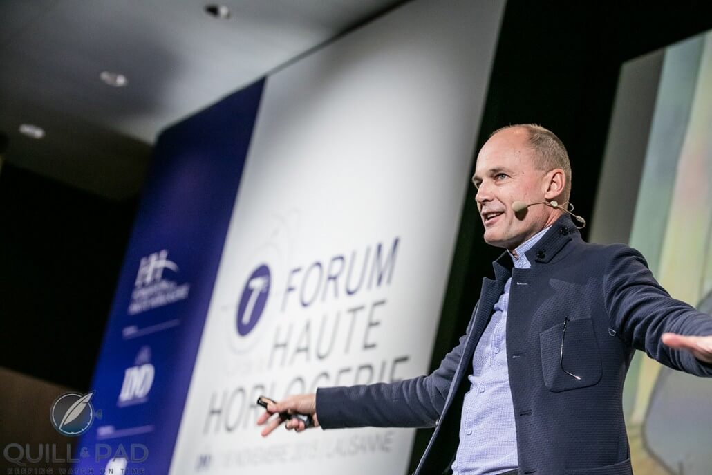 Bertrand Piccard, co-founder of Solar Impulse, spoke at the 7th Forum de la Haute Horlogerie (photo courtesy www.point-of-views.ch)