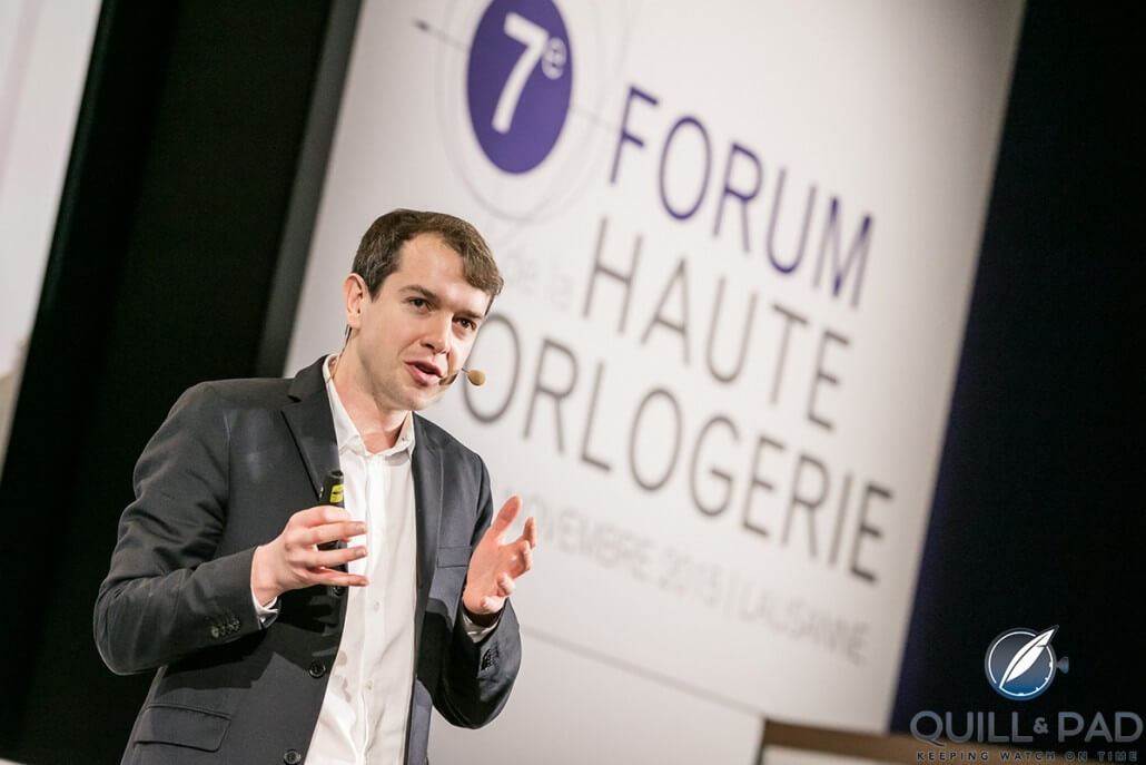 Particle physicist Harry Cliff at the 7th Forum de la Haute Horlogerie (photo courtesy www.point-of-views.ch)