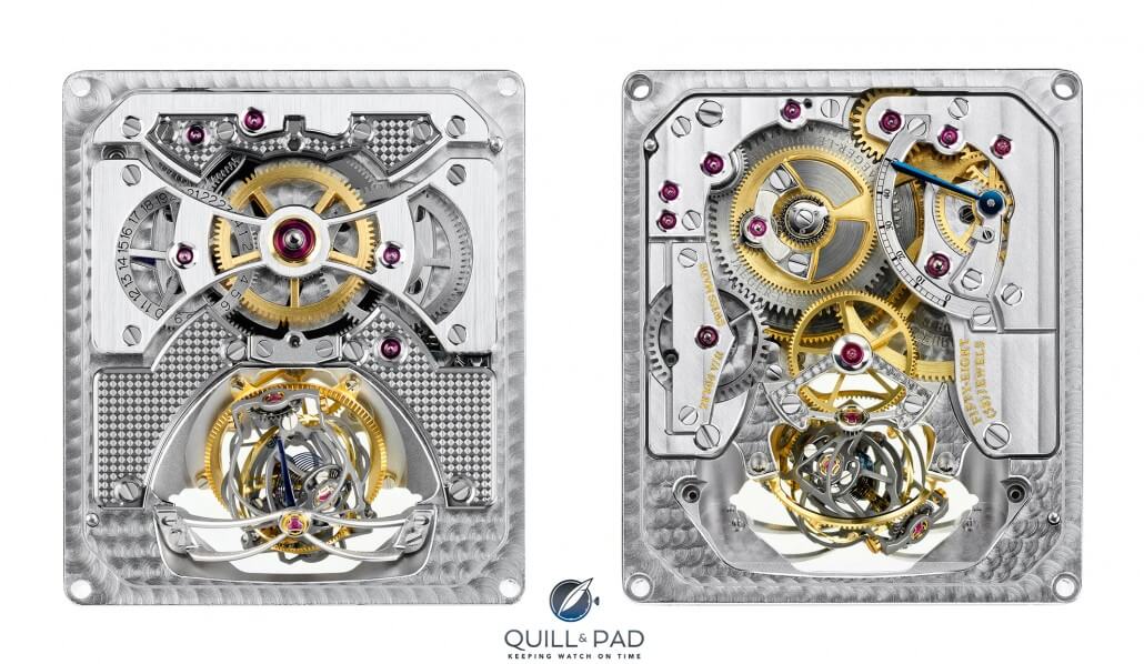 Front and back views of the Caliber 174 movement of the Jaeger-leCoultre Reverso Gyrotourbillon 2