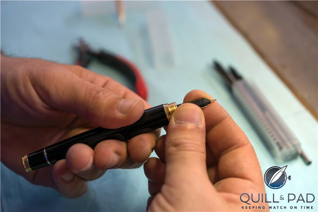 Checking the nib on the OMAS Dante Alighieri Anniversary Limited Edition