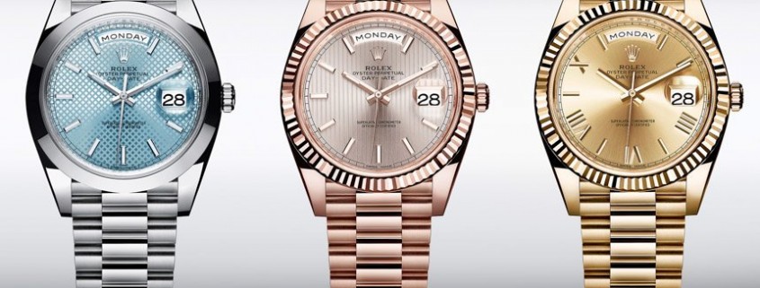 Three variations of the Rolex Day-Date 40