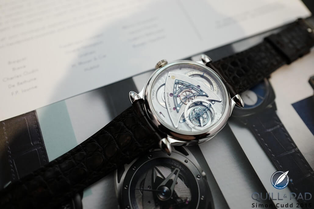 View through the display back of the De Bethune DB16 at SalonQP 2015
