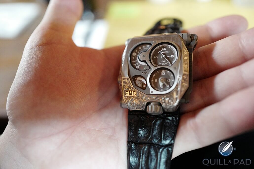 The Urwerk EMC Pistol seen at SalonQP 2015