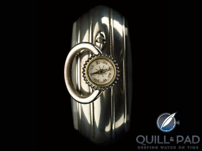 From ‘The Mastery of Time’: a double-faced artillery pocket watch with curvimeter and compass in a silver case, approx. 1914 (photo Dominique Cohas)