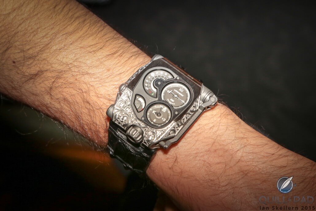 The Urwerk EMC Pistol on the wrist