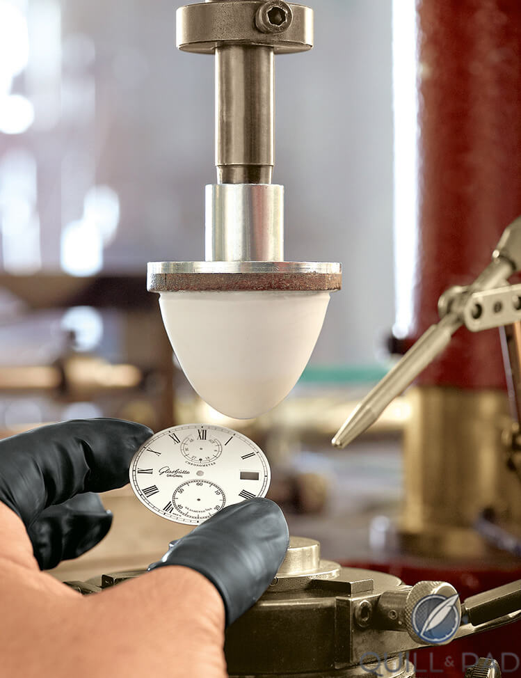 printing at Glashütte Original's dial maker in Pforzheim, Germany