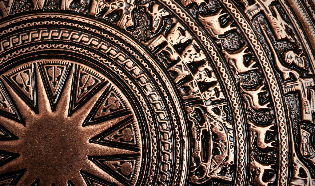 Close up look at the intricate detail on an historic Dong Son drum