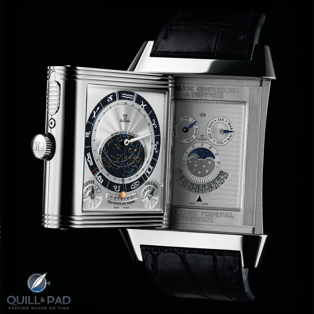 An open view of the Jaeger LeCoultre Reverso Grande Complication à Triptyque