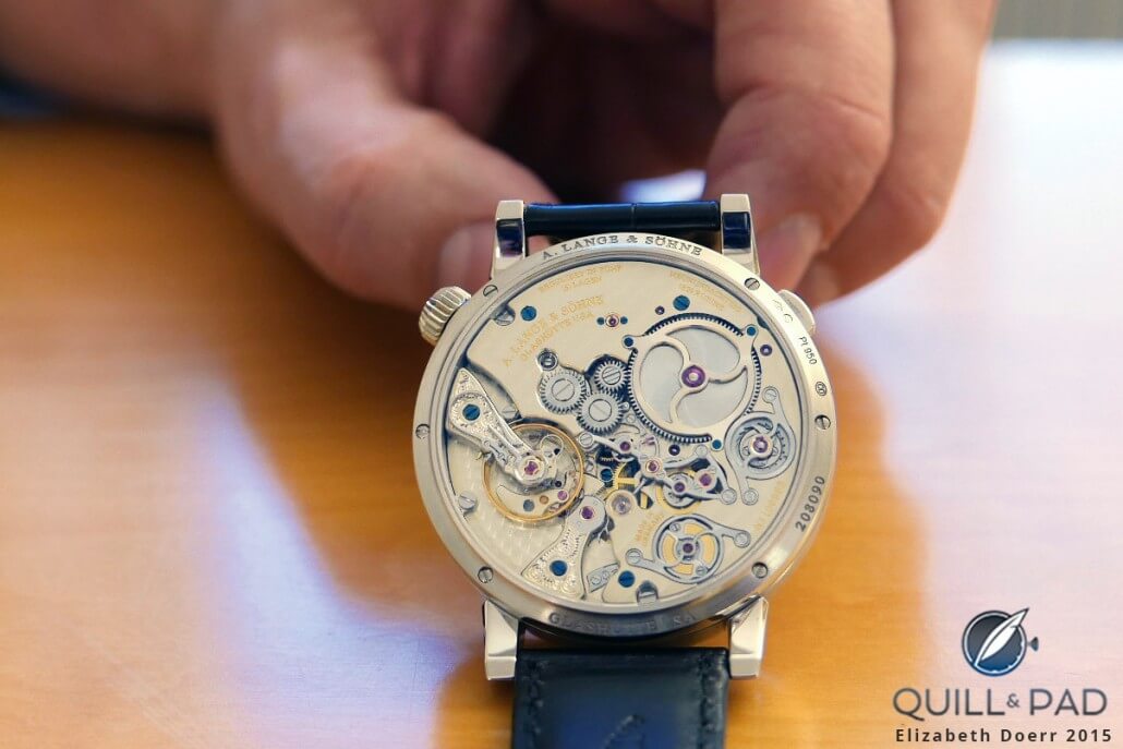View through the display back of the A. Lange und Söhne Zeitwerk Minute Repeater