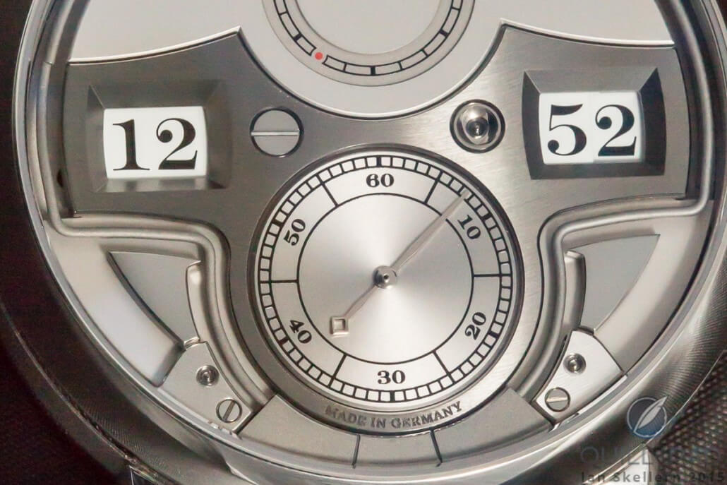 Close look at the dial side of the A. Lange & Söhne Zeitwerk Minute Repeater