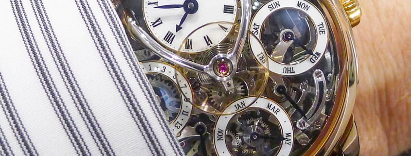 MB&F Legacy Machine Perpetual on the author’s wrist at SIHH 2016
